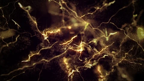 Golden Light Streaks and Exploding Particles Background Stock Footage 122685139