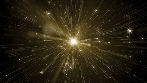 Golden Light Streaks Exploding from Central Radiance, Interspersed with Stars Video stock 297015849