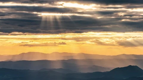 Golden light of sun and clouds moving nature at sunset summer evening Time laspe Stock Footage 292922446