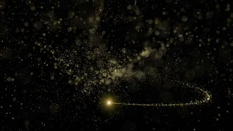 Golden light trail with particles loop animation background Stock Footage 338408215