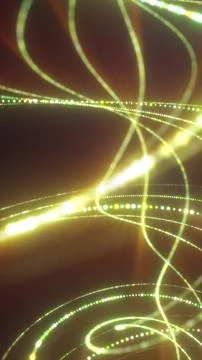 Golden light trails with dotted arcs and glow, dynamic energy flow on dark .. イラスト素材
