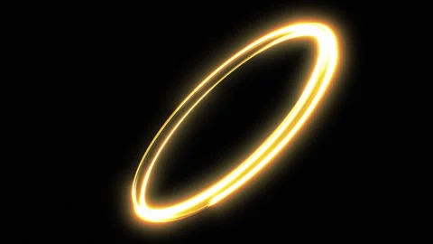 Golden Light Trails Forming Circle for Text and Logo Seamless. Gold Strokes Stock Footage 280266074