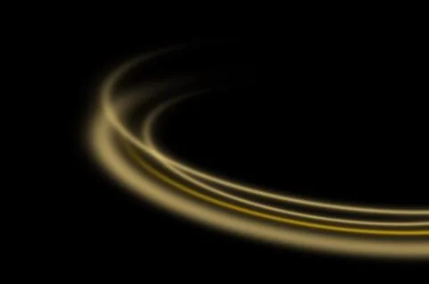Golden light wave on black background for abstract and elegant design Stock Photos