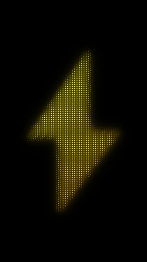 Golden Lightning Bolt Symbol Particle Animation on Dark Background Stock Footage 335595103
