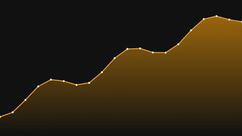 A golden line chart representing financial growth against a dark background Stock Footage 335145911