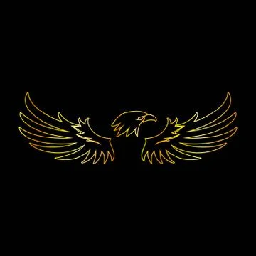Golden Line Eagle with Black Background Stock Illustration