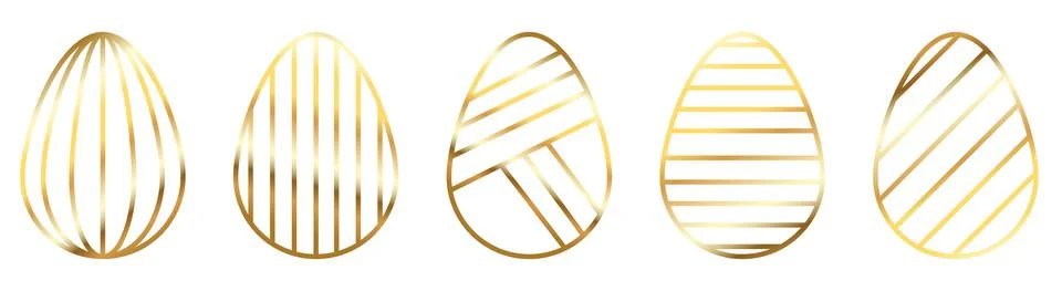 Golden line easter egg set Stock Illustration