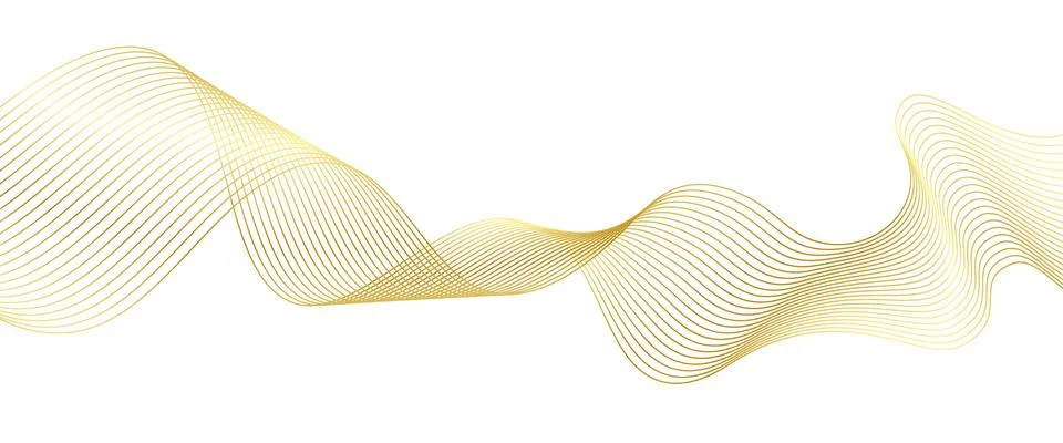 Golden line wave flow background, wavy swoosh イラスト素材