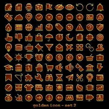 Golden line web icon - set Stock Illustration
