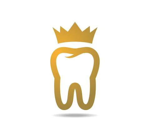 Golden linear tooth with a crown Stock Illustration