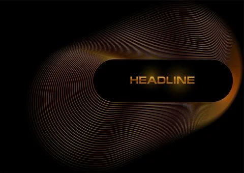 Golden linear twisted ellipses abstract minimal background Illustrazione stock