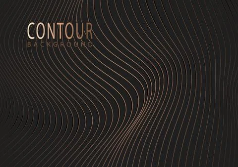 Golden Lined Abstract Pattern on Black Background イラスト素材