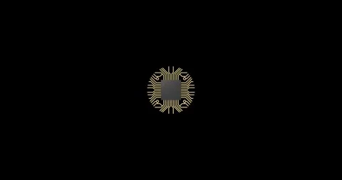 Golden lines on a black background forming a processor design. 3D. Stock Footage 276904609