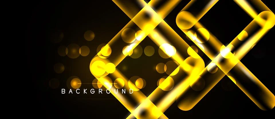 Golden lines, circles create abstract geometric pattern. Dark background イラスト素材