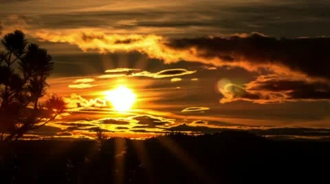 Golden lining sunset Stock Footage 22012309