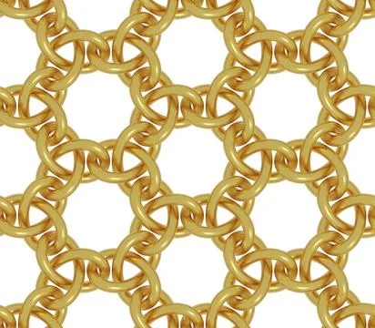 Golden link weave seamless pattern. 3d illustration. イラスト素材