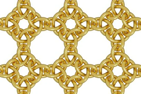 Golden link weave seamless pattern. 3d illustration. Stock Illustration