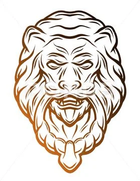 Golden lion head door knocker. Stock Illustration