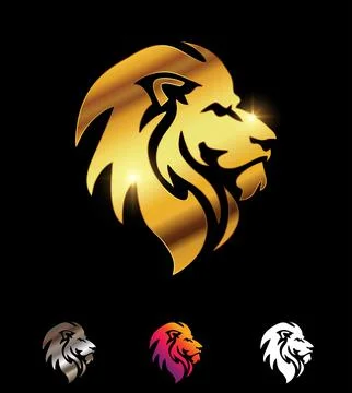 Golden Lion Head Logo Vector Sign Illustrazione stock