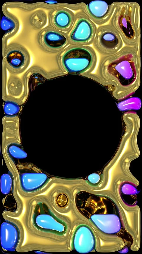 Golden Liquid 3D Frame Vertical Stock Footage 282018036