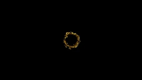 Golden liquid circle shape with reflections on transparent background. Video stock 126887322