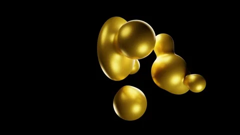 The golden liquid is moving, changing its shape 3D render Stock Footage 139271846