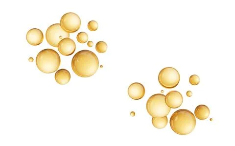 Golden liquid oil bubble elements, 3d rendering. Stock Illustration
