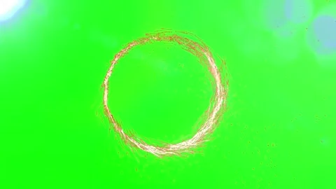 Golden liquid ring splashing in a circle isolated on a green screen background Stock Footage 343907977