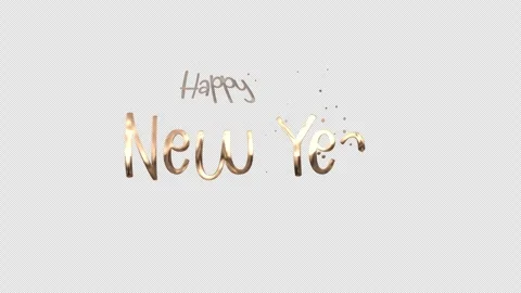Golden liquid script Happy New Year on transparent background Video stock 318586837