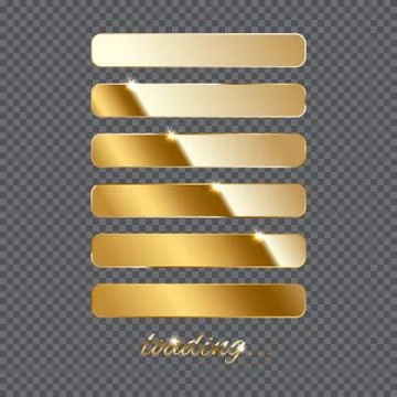 Golden loading sign and loading bar in progress on transparent background Stock Illustration