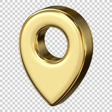 Golden location pin map pointer icon in glossy metallic style for navigatio.. Stock Illustration