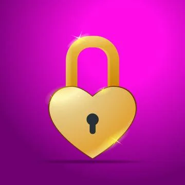 Golden Lock with Heart Shape Stock Illustration