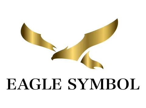 Golden logo of eagle that is flying.. Stock Illustration