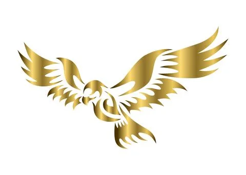 Golden logo of hawk that is flying.. Stock Illustration