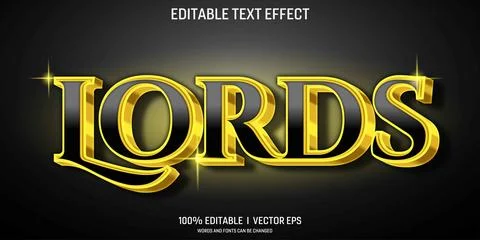 Golden lords vector 3d text effect with modern style design Stock Illustration