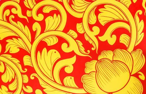 Golden lotus pattern Foto stock