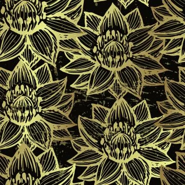 Golden lotus seamless pattern Stock-Illustration