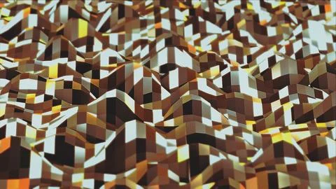 Golden Low Poly 3D Abstract Terrain Landscape Stock Illustration