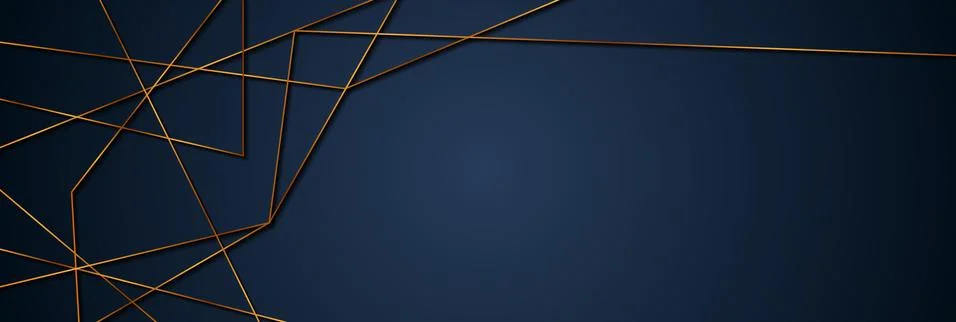 Golden low poly linear pattern abstract tech banner Illustrazione stock