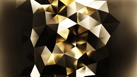 Golden Low Poly Surface Morphing Loop-able. Polygonal Wall Bright Yellow Video stock 249256749