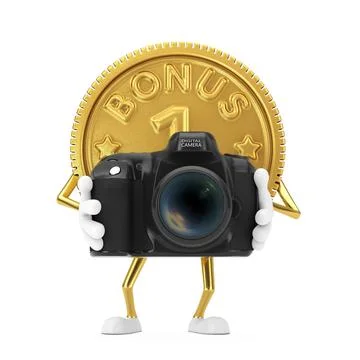 Golden Loyalty Program Bonus Coin Person Character Mascot with Modern Digital Stock-Illustration