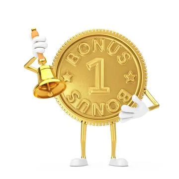 Golden Loyalty Program Bonus Coin Person Character Mascot with Vintage Golden Stock-Illustration