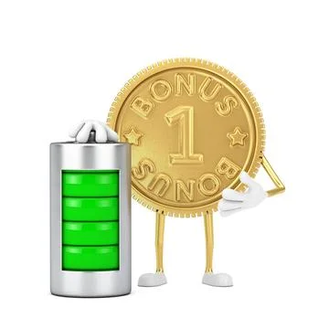 Golden Loyalty Program Bonus Coin Person Character Mascot with Abstract Charg Stock-Illustration