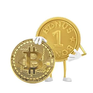 Golden Loyalty Program Bonus Coin Person Character Mascot with Digital and Cr Stock-Illustration