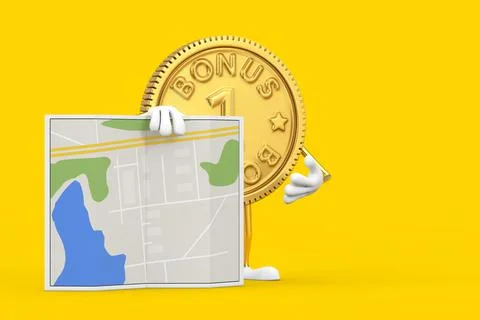 Golden Loyalty Program Bonus Coin Person Character Mascot with Abstract City  Stock Illustration