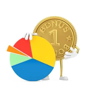 Golden Loyalty Program Bonus Coin Person Character Mascot with Info Graphics  Stock-Illustration