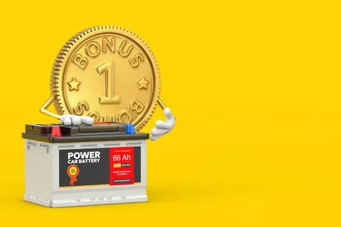 Golden Loyalty Program Bonus Coin Person Character Mascot and Rechargeable Ca Stock-Illustration