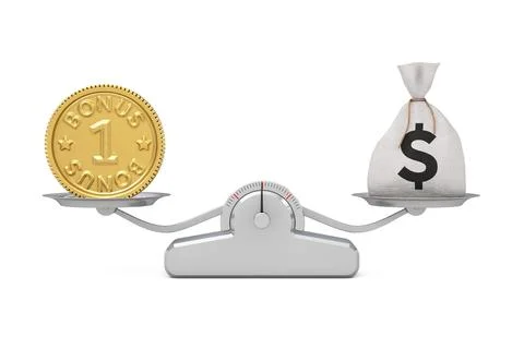 Golden Loyalty Program Bonus Coin with Rustic Money Bag Balancing on a Simple Stock-Illustration