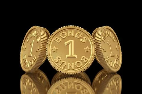 Golden Loyalty Program Bonus Coins. 3d Rendering Illustrazione stock