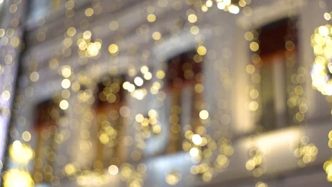 Golden luminous circles of light, windows of an old house. Stock Footage 121810367